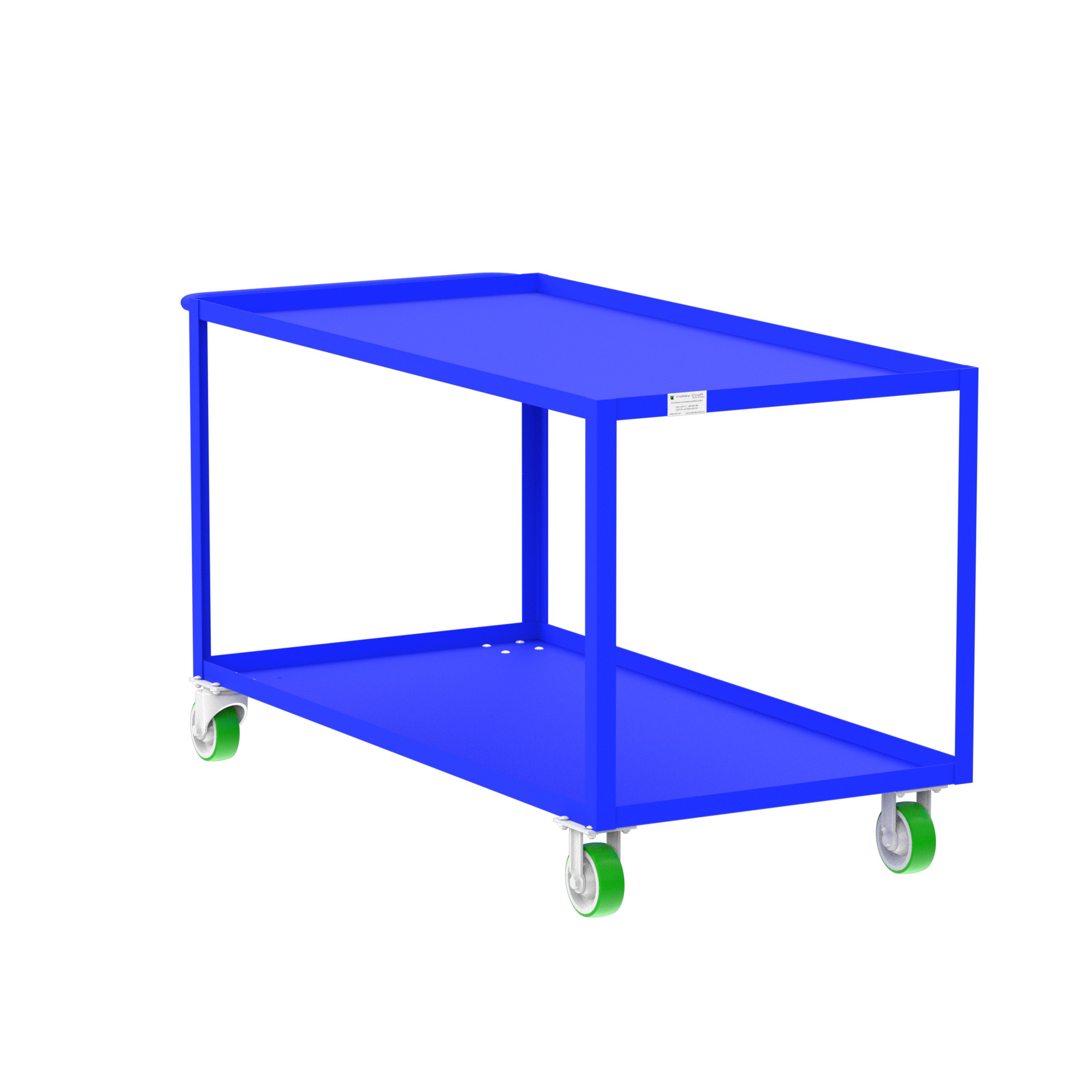 Valley Craft, 2-Shelf Utility Cart, Lipped Top, Total Capacity 2000 lb, Shelves (qty.) 2, Material Steel, Model# F89180BUPY